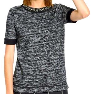 Madewell Sparkle Trim Sweatshirt Tee Jeweled Collar size S
PERFECT for HOLIDAYS